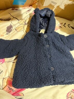 Expressions Navy Sherpa Hooded Puffer Coat